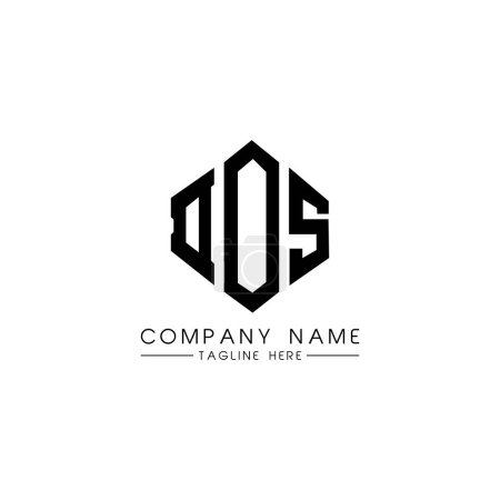 Illustration for DOS letter logo design with polygon shape. DOS polygon and cube shape logo design. DOS hexagon vector logo template white and black colors. DOS monogram, business and real estate logo. - Royalty Free Image