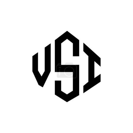 Illustration for VSI letter logo design with polygon shape. VSI polygon and cube shape logo design. VSI hexagon vector logo template white and black colors. VSI monogram, business and real estate logo. - Royalty Free Image