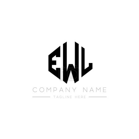 Illustration for EWL letter logo design with polygon shape. EWL polygon and cube shape logo design. EWL hexagon vector logo template white and black colors. EWL monogram, business and real estate logo. - Royalty Free Image