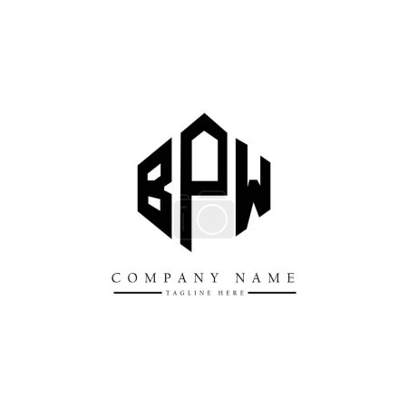 Illustration for BPW letter logo design with polygon shape. BPW polygon and cube shape logo design. BPW hexagon vector logo template white and black colors. BPW monogram, business and real estate logo. - Royalty Free Image