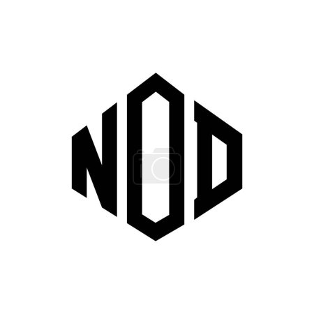 Illustration for NOD letter logo design with polygon shape. NOD polygon and cube shape logo design. NOD hexagon vector logo template white and black colors. NOD monogram, business and real estate logo. - Royalty Free Image