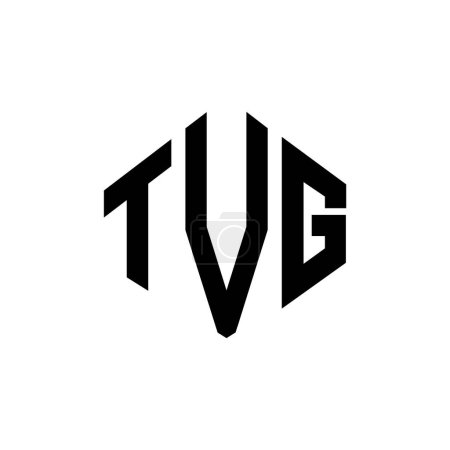 Illustration for TVG letter logo design with polygon shape. TVG polygon and cube shape logo design. TVG hexagon vector logo template white and black colors. TVG monogram, business and real estate logo. - Royalty Free Image