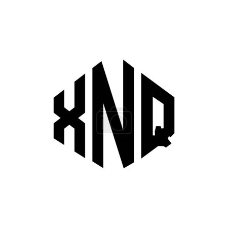 Ilustración de XNQ letter logo design with polygon shape. XNQ polygon and cube shape logo design. XNQ hexagon vector logo template white and black colors. XNQ monogram, business and real estate logo. - Imagen libre de derechos