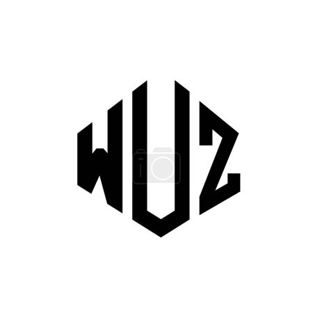 Illustration for WUZ letter logo design with polygon shape. WUZ polygon and cube shape logo design. WUZ hexagon vector logo template white and black colors. WUZ monogram, business and real estate logo. - Royalty Free Image