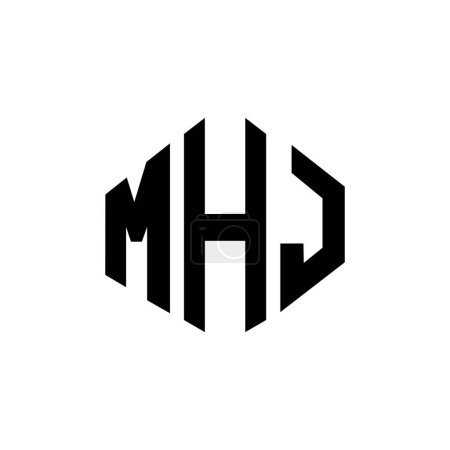 Illustration for MHJ letter logo design with polygon shape. MHJ polygon and cube shape logo design. MHJ hexagon vector logo template white and black colors. MHJ monogram, business and real estate logo. - Royalty Free Image