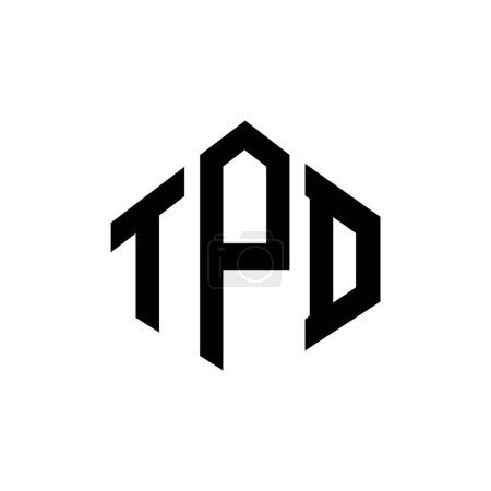 Illustration for TPD letter logo design with polygon shape. TPD polygon and cube shape logo design. TPD hexagon vector logo template white and black colors. TPD monogram, business and real estate logo. - Royalty Free Image