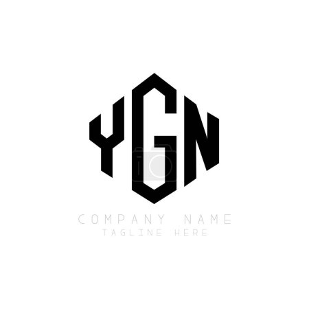 Illustration for YGN letter logo design with polygon shape. YGN polygon and cube shape logo design. YGN hexagon vector logo template white and black colors. YGN monogram, business and real estate logo. - Royalty Free Image