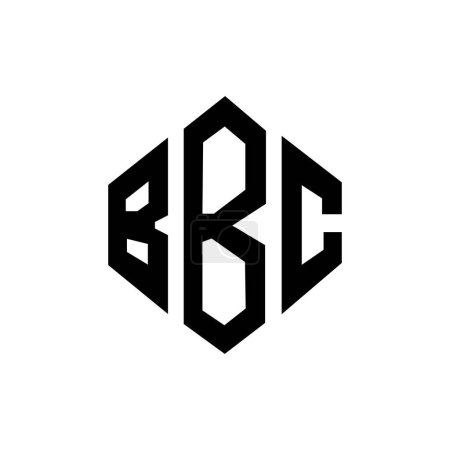 Téléchargez les illustrations : BBC lettre logo design avec forme de polygone. BBC polygone et conception de logo en forme de cube. Modèle de logo vectoriel BBC hexagone couleurs blanches et noires. BBC monogramme, logo commercial et immobilier. - en licence libre de droit