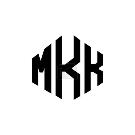 Illustration for MKK letter logo design with polygon shape. MKK polygon and cube shape logo design. MKK hexagon vector logo template white and black colors. MKK monogram, business and real estate logo. - Royalty Free Image