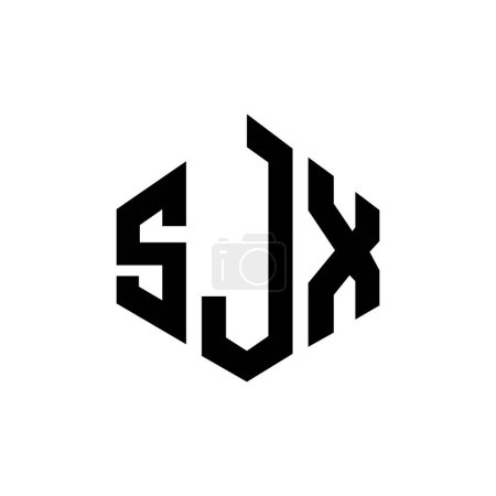 Illustration for SJX letter logo design with polygon shape. SJX polygon and cube shape logo design. SJX hexagon vector logo template white and black colors. SJX monogram, business and real estate logo. - Royalty Free Image