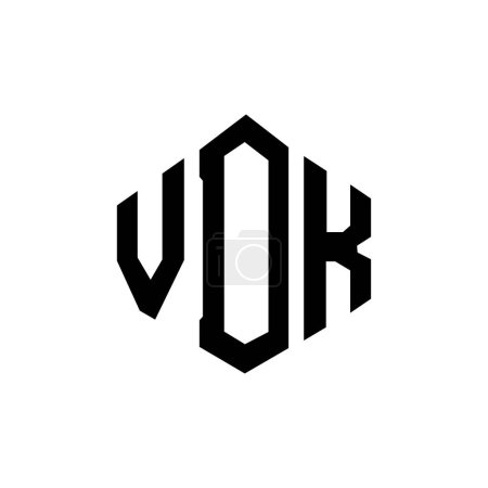 Illustration for VDK letter logo design with polygon shape. VDK polygon and cube shape logo design. VDK hexagon vector logo template white and black colors. VDK monogram, business and real estate logo. - Royalty Free Image