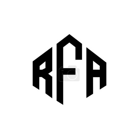 Ilustración de RFA letter logo design with polygon shape. RFA polygon and cube shape logo design. RFA hexagon vector logo template white and black colors. RFA monogram, business and real estate logo. - Imagen libre de derechos