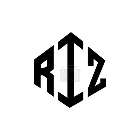 Téléchargez les illustrations : RIZ lettre logo design avec forme de polygone. Logo RIZ en polygone et en forme de cube. Modèle de logo vectoriel RIZ hexagone blanc et noir. Monogramme RIZ, logo d'entreprise et immobilier. - en licence libre de droit