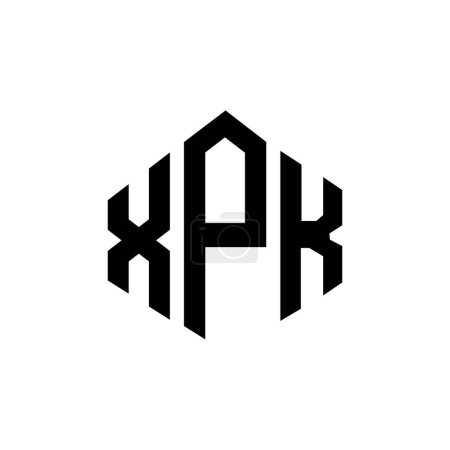 Téléchargez les illustrations : Logo de la lettre XPK avec forme polygonale. Logo en polygone XPK et en forme de cube. Modèle de logo vectoriel XPK hexagone blanc et noir. Monogramme XPK, logo commercial et immobilier. - en licence libre de droit