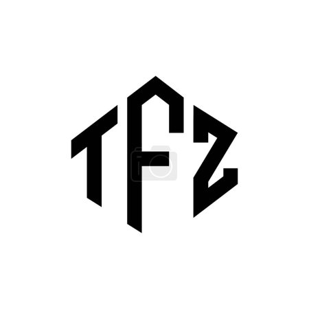 Téléchargez les illustrations : TFZ lettre logo design avec forme de polygone. Polygone TFZ et conception de logo en forme de cube. Modèle de logo vectoriel TFZ hexagone couleurs blanches et noires. Monogramme TFZ, logo commercial et immobilier. - en licence libre de droit