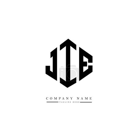 Illustration for JIE letter logo design with polygon shape. JIE polygon and cube shape logo design. JIE hexagon vector logo template white and black colors. JIE monogram, business and real estate logo. - Royalty Free Image