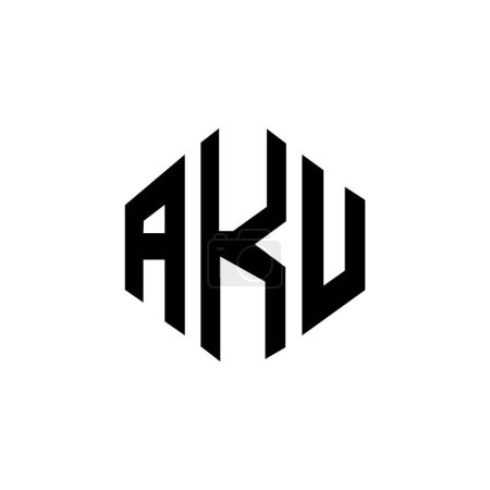 Illustration for AKU letter logo design with polygon shape. AKU polygon and cube shape logo design. AKU hexagon vector logo template white and black colors. AKU monogram, business and real estate logo. - Royalty Free Image