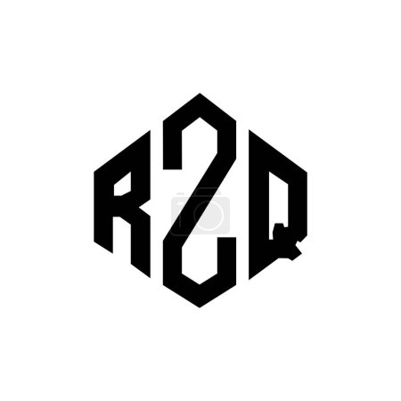 Ilustración de RZQ letter logo design with polygon shape. RZQ polygon and cube shape logo design. RZQ hexagon vector logo template white and black colors. RZQ monogram, business and real estate logo. - Imagen libre de derechos