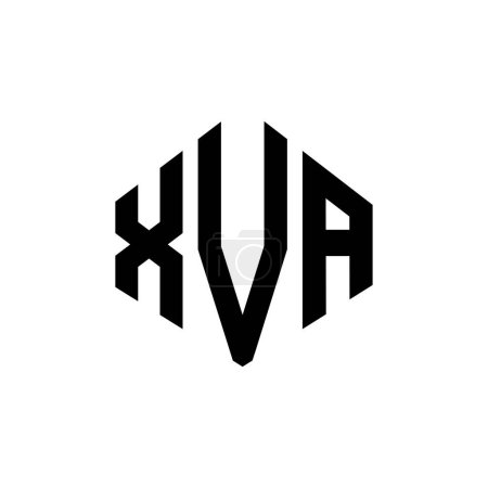 Illustration for XVA letter logo design with polygon shape. XVA polygon and cube shape logo design. XVA hexagon vector logo template white and black colors. XVA monogram, business and real estate logo. - Royalty Free Image