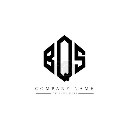 Illustration for BQS letter logo design with polygon shape. BQS polygon and cube shape logo design. BQS hexagon vector logo template white and black colors. BQS monogram, business and real estate logo. - Royalty Free Image