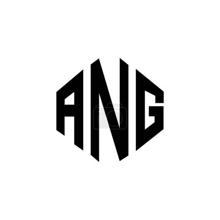 Illustration for ANG letter logo design with polygon shape. ANG polygon and cube shape logo design. ANG hexagon vector logo template white and black colors. ANG monogram, business and real estate logo. - Royalty Free Image