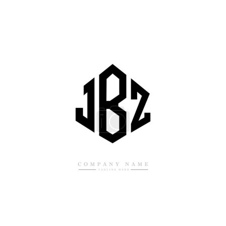 Ilustración de JBZ letter logo design with polygon shape. JBZ polygon and cube shape logo design. JBZ hexagon vector logo template white and black colors. JBZ monogram, business and real estate logo. - Imagen libre de derechos