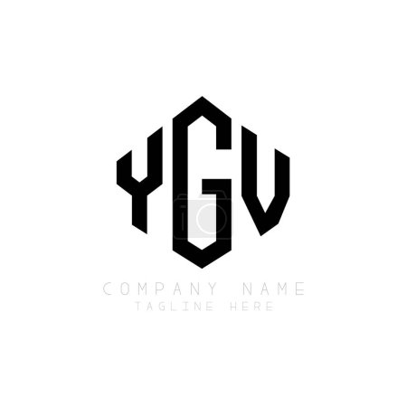 Illustration for YGV letter logo design with polygon shape. YGV polygon and cube shape logo design. YGV hexagon vector logo template white and black colors. YGV monogram, business and real estate logo. - Royalty Free Image