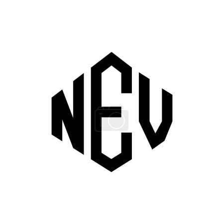 Illustration for NEV letter logo design with polygon shape. NEV polygon and cube shape logo design. NEV hexagon vector logo template white and black colors. NEV monogram, business and real estate logo. - Royalty Free Image