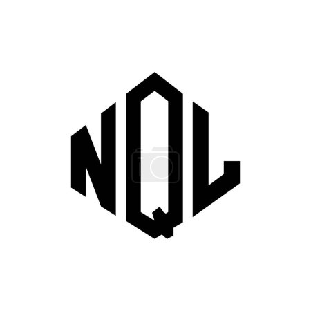 Illustration for NQL letter logo design with polygon shape. NQL polygon and cube shape logo design. NQL hexagon vector logo template white and black colors. NQL monogram, business and real estate logo. - Royalty Free Image
