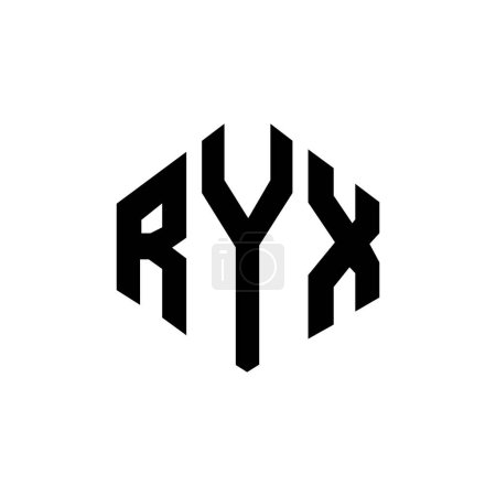 Téléchargez les photos : Logo de la lettre RYX avec forme polygonale. Polygone RYX et conception de logo en forme de cube. Modèle de logo vectoriel RYX hexagone blanc et noir. Monogramme RYX, logo commercial et immobilier. - en image libre de droit