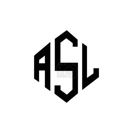 Illustration for ASL letter logo design with polygon shape. ASL polygon and cube shape logo design. ASL hexagon vector logo template white and black colors. ASL monogram, business and real estate logo. - Royalty Free Image