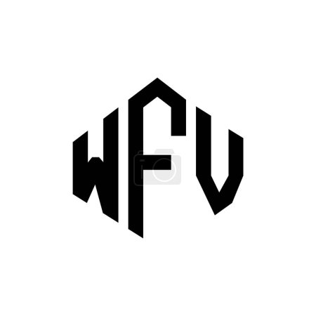 Illustration for WFV letter logo design with polygon shape. WFV polygon and cube shape logo design. WFV hexagon vector logo template white and black colors. WFV monogram, business and real estate logo. - Royalty Free Image