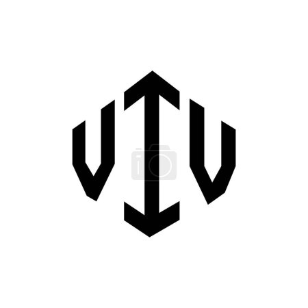 Illustration for VIV letter logo design with polygon shape. VIV polygon and cube shape logo design. VIV hexagon vector logo template white and black colors. VIV monogram, business and real estate logo. - Royalty Free Image