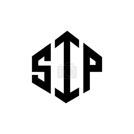 Illustration for SIP letter logo design with polygon shape. SIP polygon and cube shape logo design. SIP hexagon vector logo template white and black colors. SIP monogram, business and real estate logo. - Royalty Free Image
