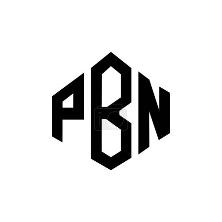 Illustration for PBN letter logo design with polygon shape. PBN polygon and cube shape logo design. PBN hexagon vector logo template white and black colors. PBN monogram, business and real estate logo. - Royalty Free Image