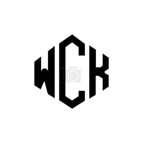 Illustration for WCK letter logo design with polygon shape. WCK polygon and cube shape logo design. WCK hexagon vector logo template white and black colors. WCK monogram, business and real estate logo. - Royalty Free Image