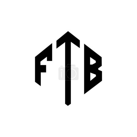 Illustration for FTB letter logo design with polygon shape. FTB polygon and cube shape logo design. FTB hexagon vector logo template white and black colors. FTB monogram, business and real estate logo. - Royalty Free Image