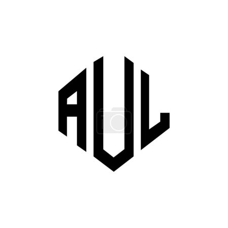 Illustration for AUL letter logo design with polygon shape. AUL polygon and cube shape logo design. AUL hexagon vector logo template white and black colors. AUL monogram, business and real estate logo. - Royalty Free Image