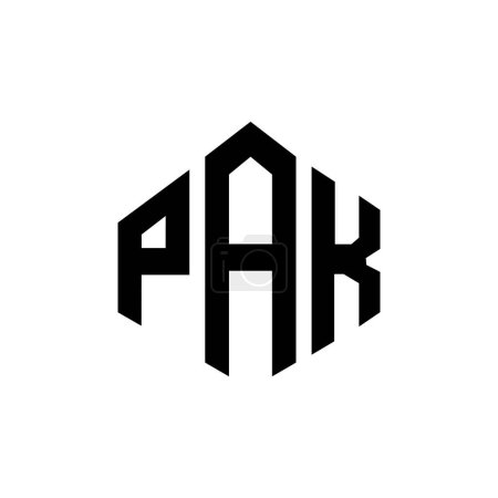 Illustration for PAK letter logo design with polygon shape. PAK polygon and cube shape logo design. PAK hexagon vector logo template white and black colors. PAK monogram, business and real estate logo. - Royalty Free Image