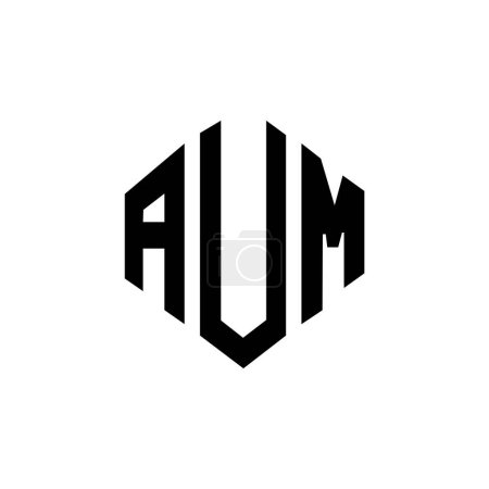 Ilustración de Diseño del logotipo de la letra AUM con forma de polígono. Diseño de logotipo en forma de polígono y cubo AUM. Plantilla de logotipo de vector hexágono AUM colores blanco y negro. AUM monograma, negocio y logotipo de bienes raíces. - Imagen libre de derechos