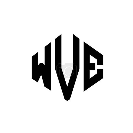 Illustration for WVE letter logo design with polygon shape. WVE polygon and cube shape logo design. WVE hexagon vector logo template white and black colors. WVE monogram, business and real estate logo. - Royalty Free Image