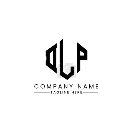 Illustration for DLP letter logo design with polygon shape. DLP polygon and cube shape logo design. DLP hexagon vector logo template white and black colors. DLP monogram, business and real estate logo. - Royalty Free Image