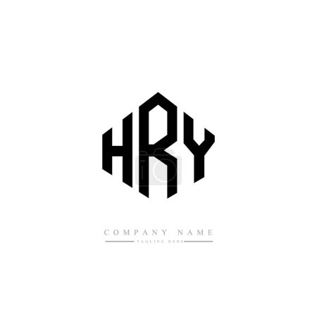 Illustration for HRY letter logo design with polygon shape. HRY polygon and cube shape logo design. HRY hexagon vector logo template white and black colors. HRY monogram, business and real estate logo. - Royalty Free Image