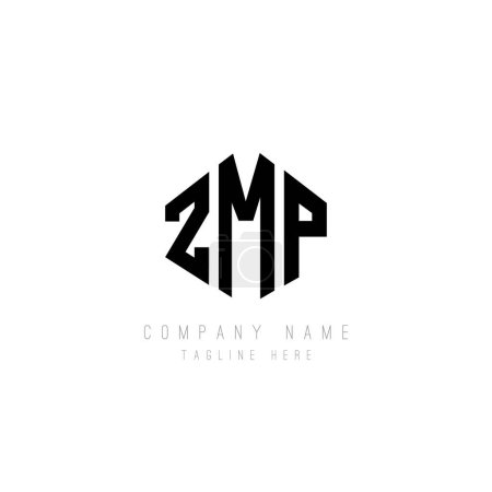 Illustration for ZMP letter logo design with polygon shape. ZMP polygon and cube shape logo design. ZMP hexagon vector logo template white and black colors. ZMP monogram, business and real estate logo. - Royalty Free Image