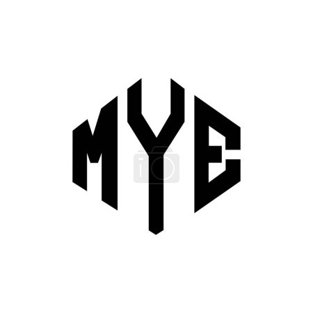 Illustration for MYE letter logo design with polygon shape. MYE polygon and cube shape logo design. MYE hexagon vector logo template white and black colors. MYE monogram, business and real estate logo. - Royalty Free Image