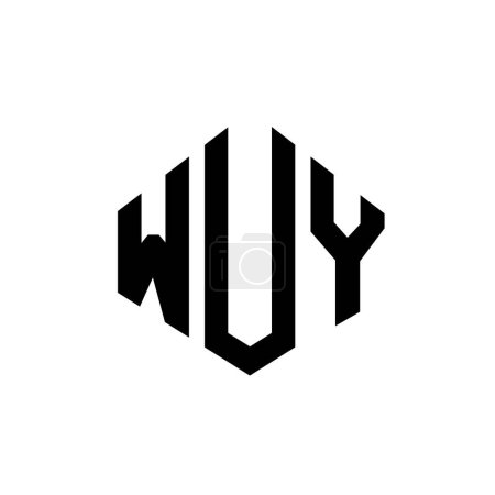 Téléchargez les illustrations : WUY letter logo design with polygon shape. WUY polygon and cube shape logo design. WUY hexagon vector logo template white and black colors. WUY monogram, business and real estate logo. - en licence libre de droit