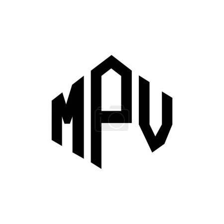 Ilustración de Diseño del logotipo de la letra MPV con forma de polígono. Diseño de logotipo en forma de polígono y cubo MPV. Plantilla de logotipo de vector de hexágono MPV colores blanco y negro. Monograma MPV, logotipo de negocios y bienes raíces. - Imagen libre de derechos
