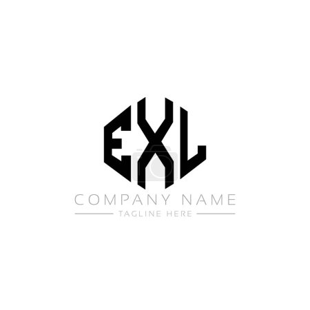 Téléchargez les illustrations : EXL lettre logo design avec forme de polygone. Logo EXL en polygone et en forme de cube. Modèle de logo vectoriel EXL hexagone blanc et noir. Monogramme EXL, logo commercial et immobilier. - en licence libre de droit