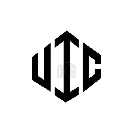 Illustration for UIC letter logo design with polygon shape. UIC polygon and cube shape logo design. UIC hexagon vector logo template white and black colors. UIC monogram, business and real estate logo. - Royalty Free Image