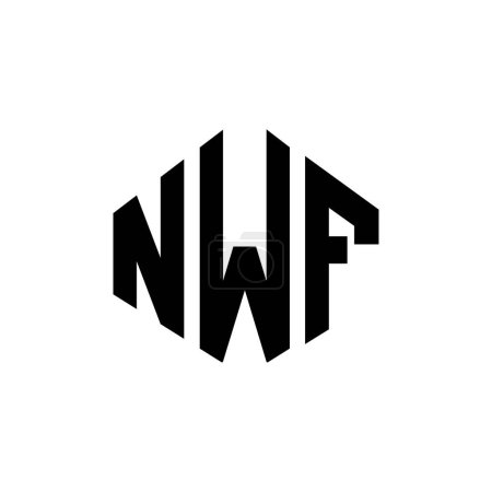 Téléchargez les illustrations : NWF letter logo design with polygon shape. NWF polygon and cube shape logo design. NWF hexagon vector logo template white and black colors. NWF monogram, business and real estate logo. - en licence libre de droit